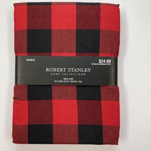 Robert Stanley Tablecloth 84x60 inch Black Red Buffalo Check 5453816